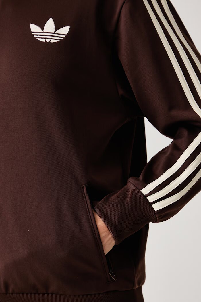 adidas Originals суичър с цип дамски Firebird кафяв LC6499