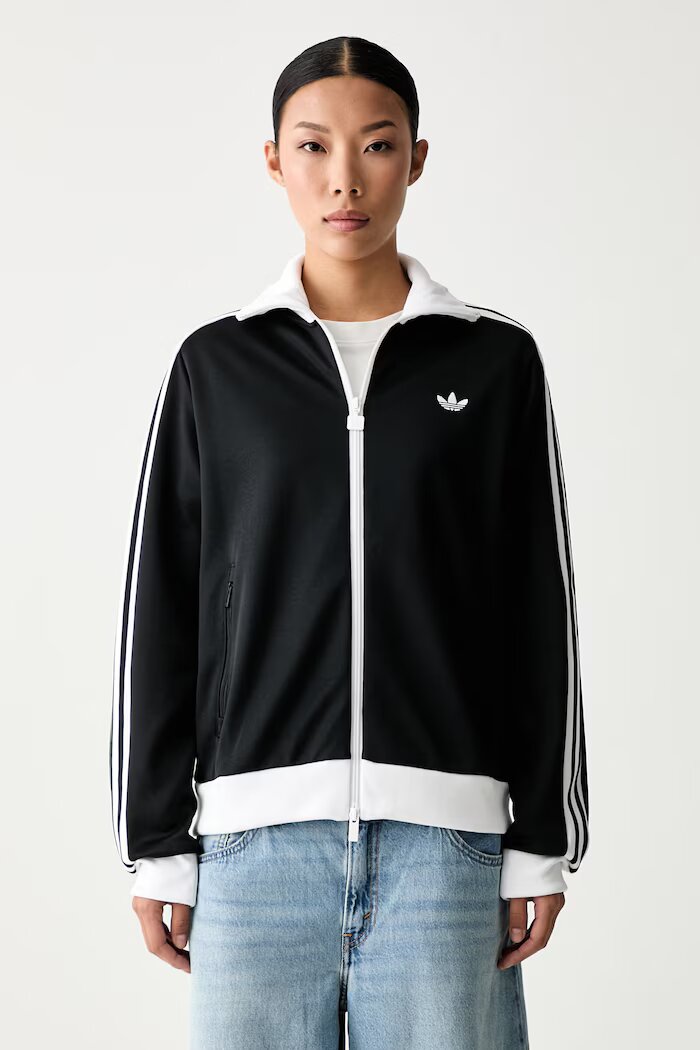 adidas Originals суичър с цип дамски с памук Beckenbauer черен KV9560