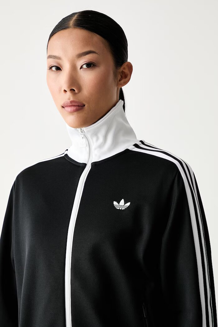 adidas Originals суичър с цип дамски с памук Beckenbauer черен KV9560