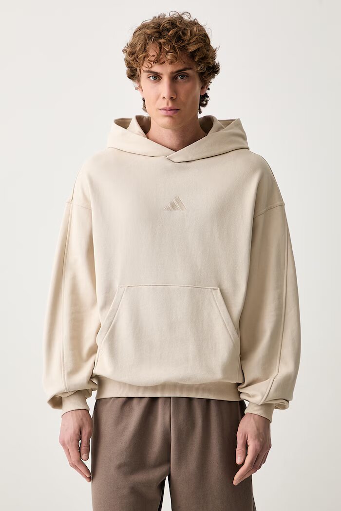 adidas суичър с качулка мъжки от памук бежов KW2314