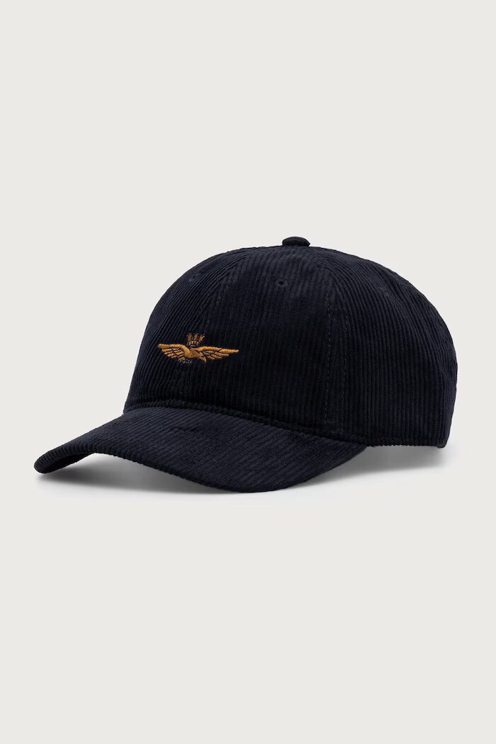 Aeronautica Militare шапка с козирка от джинсова материя тъмносиня HA1262UCT04388