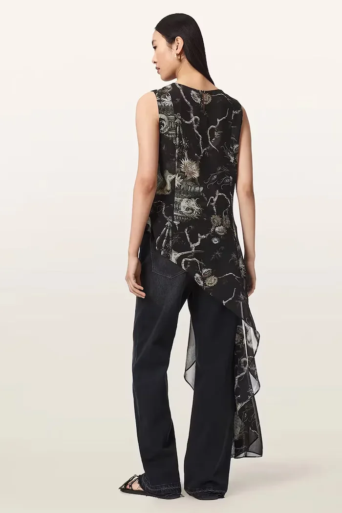 AllSaints асиметрична блуза дамска ENOLA черна W016PF