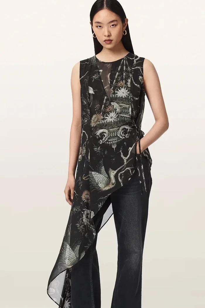 AllSaints асиметрична блуза дамска ENOLA черна W016PF