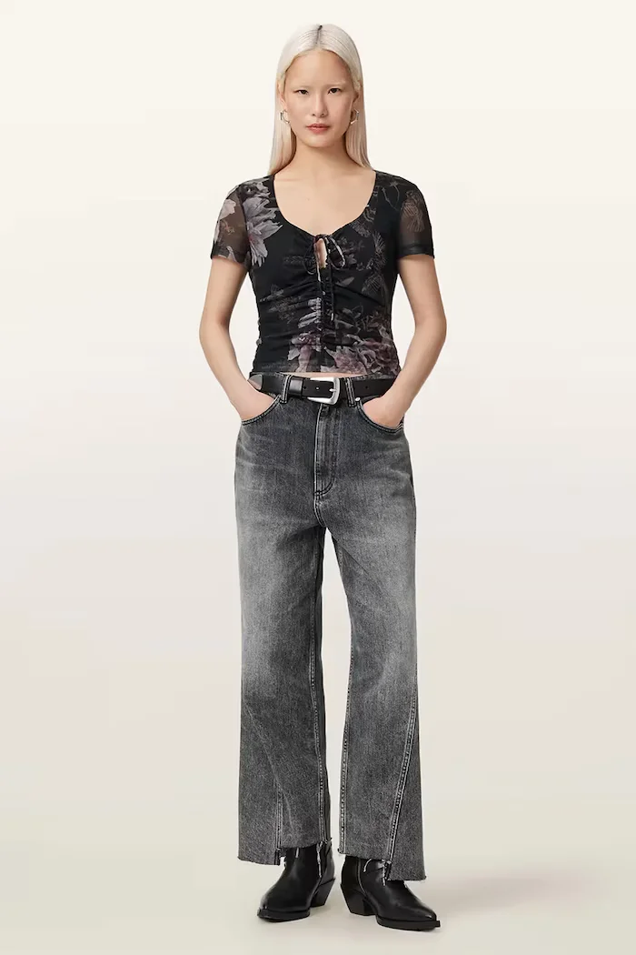 AllSaints блуза дамска GABBY черна на цветя W153JE