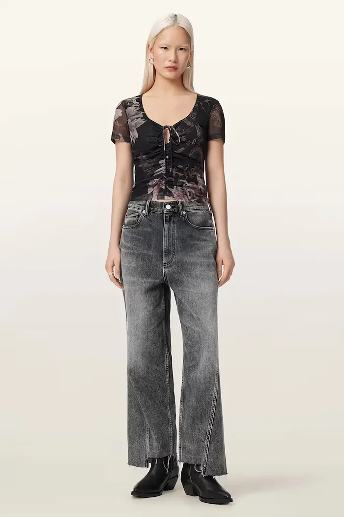 AllSaints блуза дамска GABBY черна на цветя W153JE