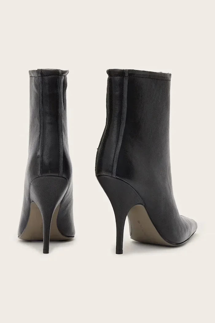 AllSaints боти с висок ток дамски от кожа Vera Zip Boot черни W030FF