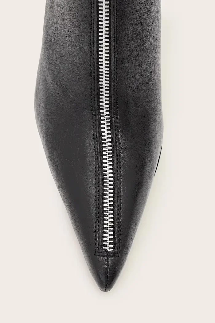 AllSaints боти с висок ток дамски от кожа Vera Zip Boot черни W030FF