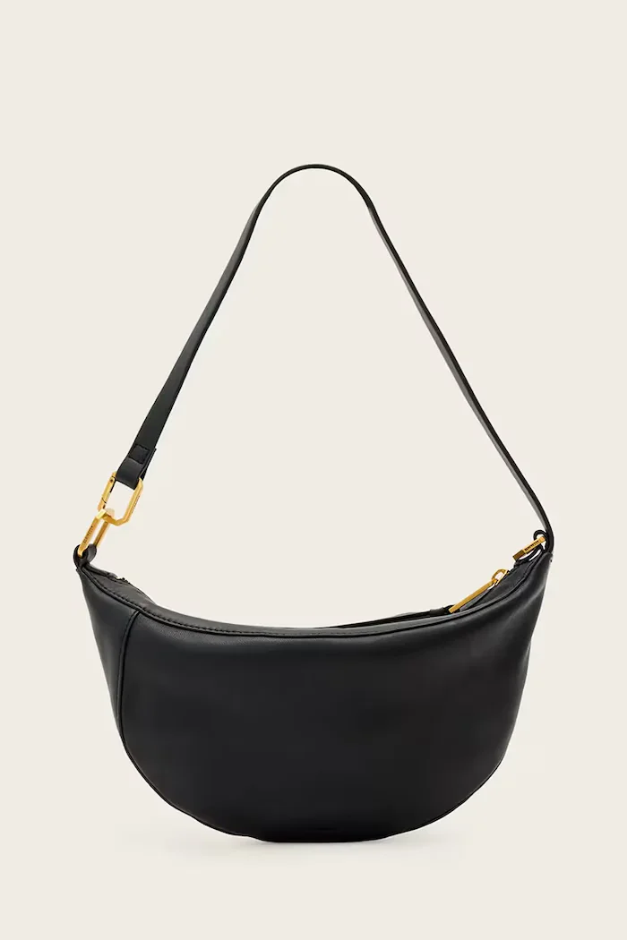 AllSaints чанта crossbody дамска от кожа черна W546XD