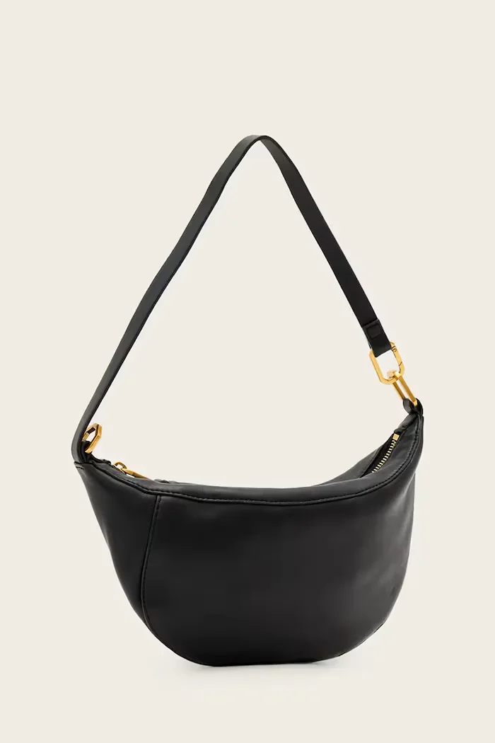 AllSaints чанта crossbody дамска от кожа черна W546XD