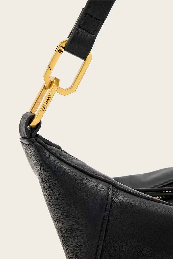 AllSaints чанта crossbody дамска от кожа черна W546XD