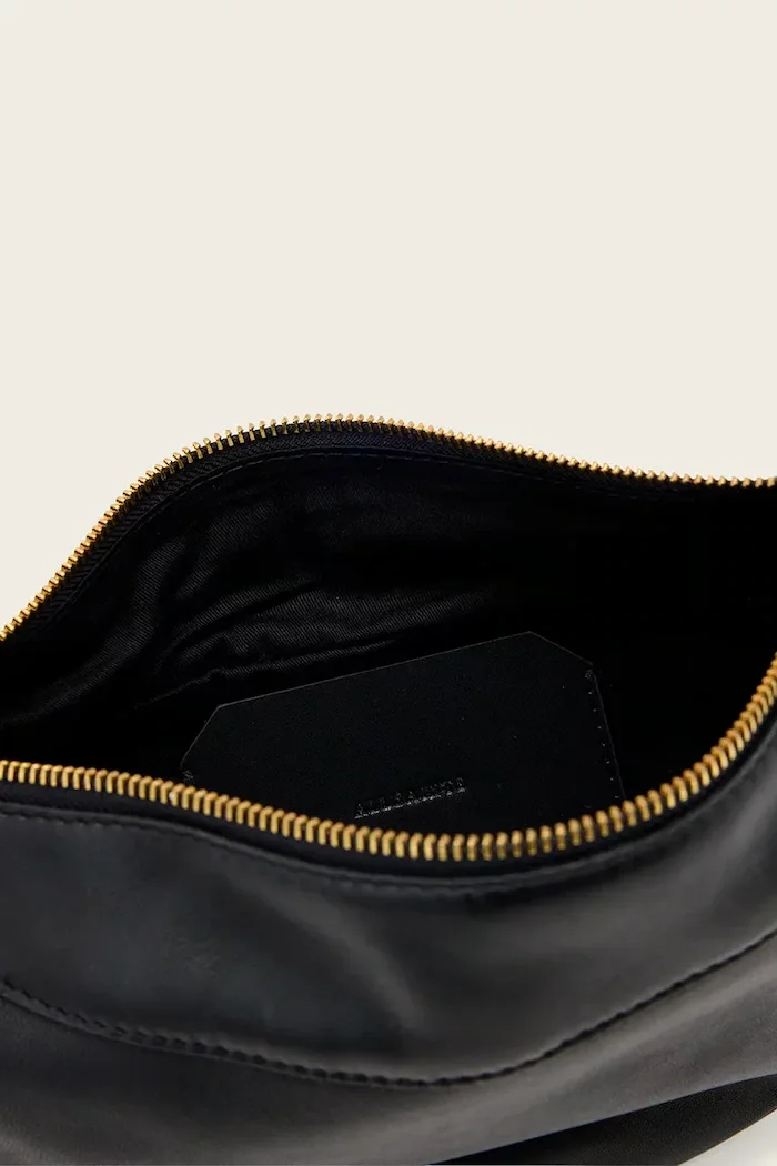 AllSaints чанта crossbody дамска от кожа черна W546XD