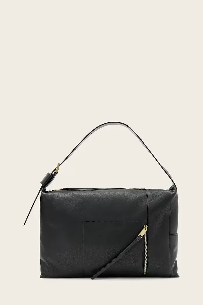 AllSaints чанта дамска от кожа ALBA черна W266XE