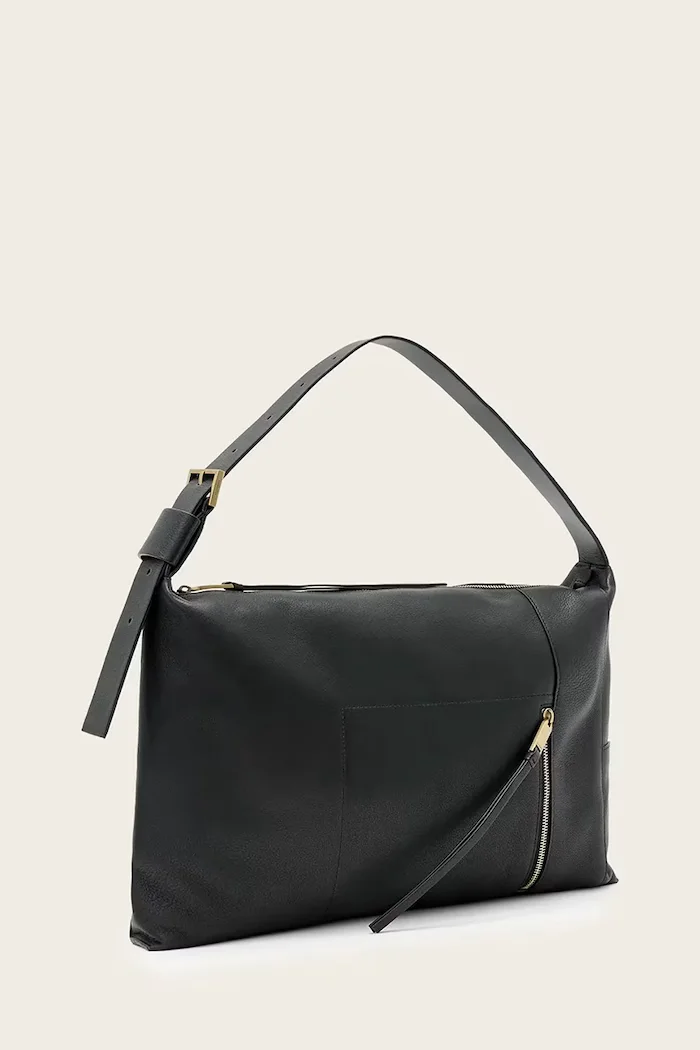 AllSaints чанта дамска от кожа ALBA черна W266XE