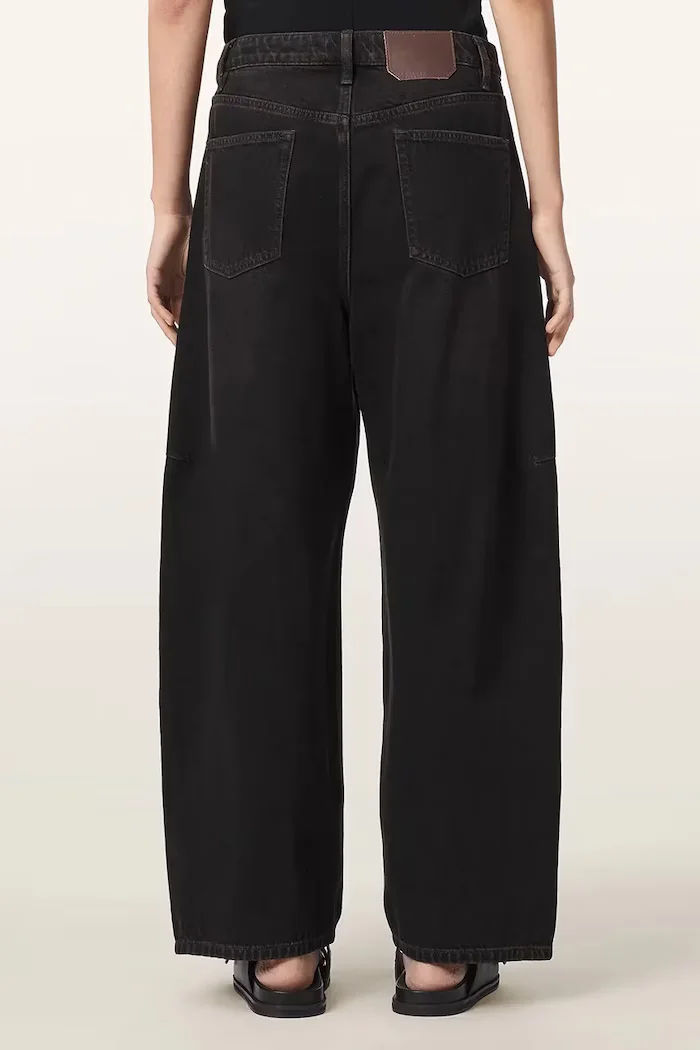 AllSaints дънки barrel дамски CARTER BUTTON JEAN кафяви W003EF