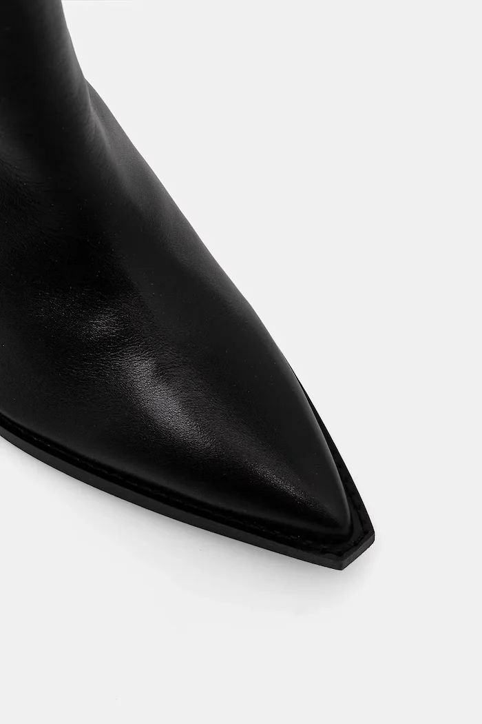 AllSaints Кожени ботуши Reina Zip Boot в черно с дебел ток W024FD
