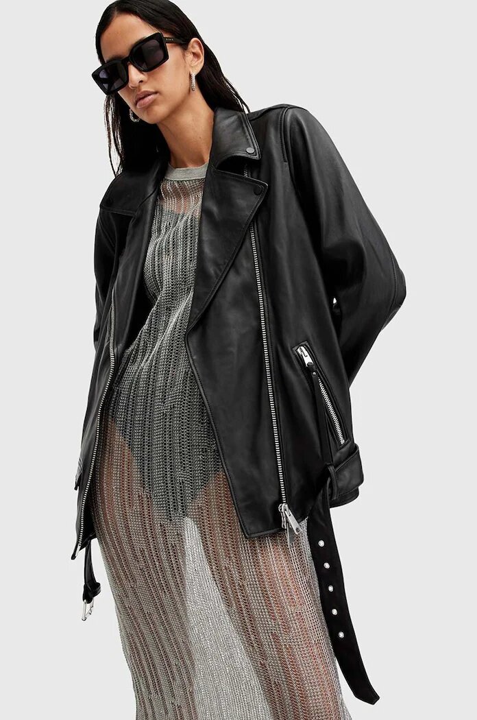 AllSaints Кожено яке BILLIE в черно преходен модел W091LB
