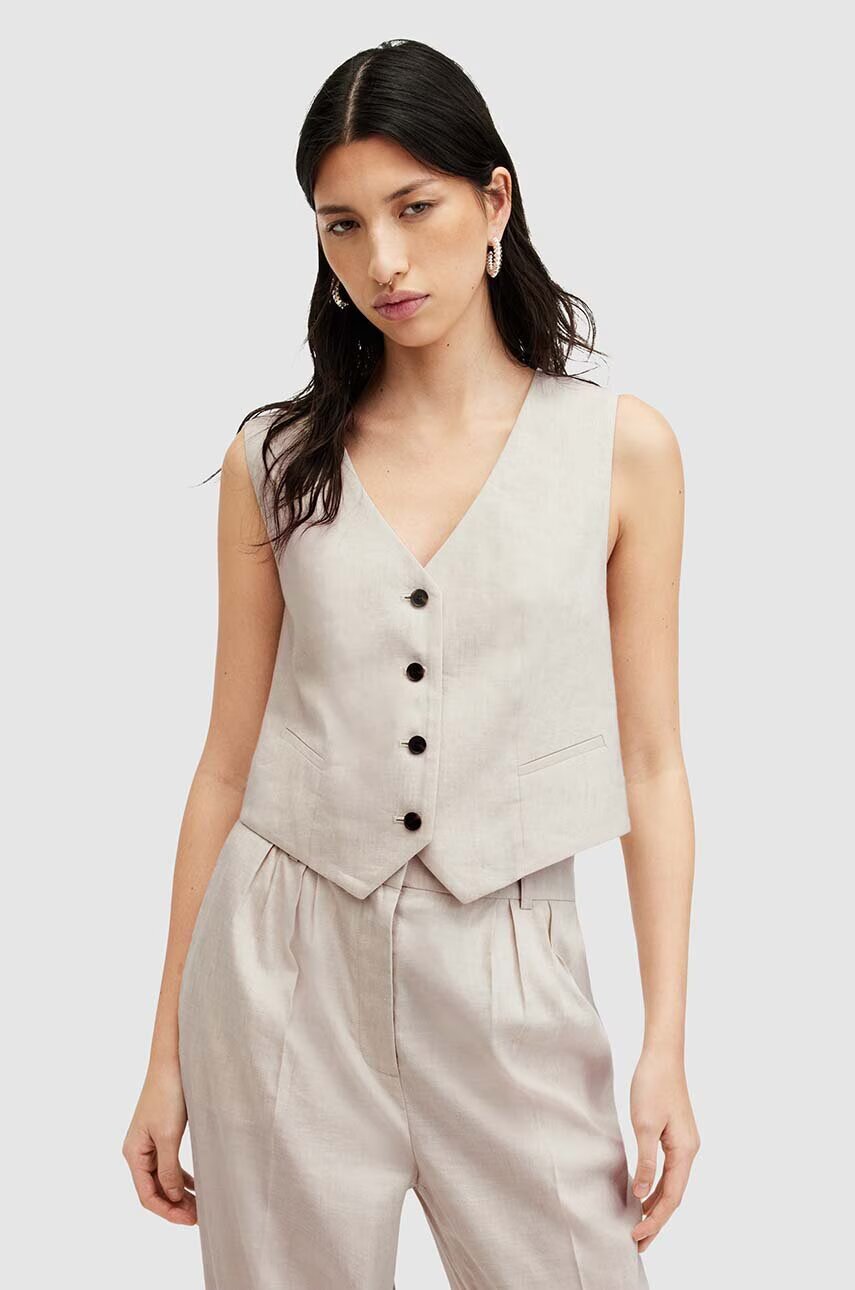 AllSaints Ленен елек WHITNEY WAISTCOAT