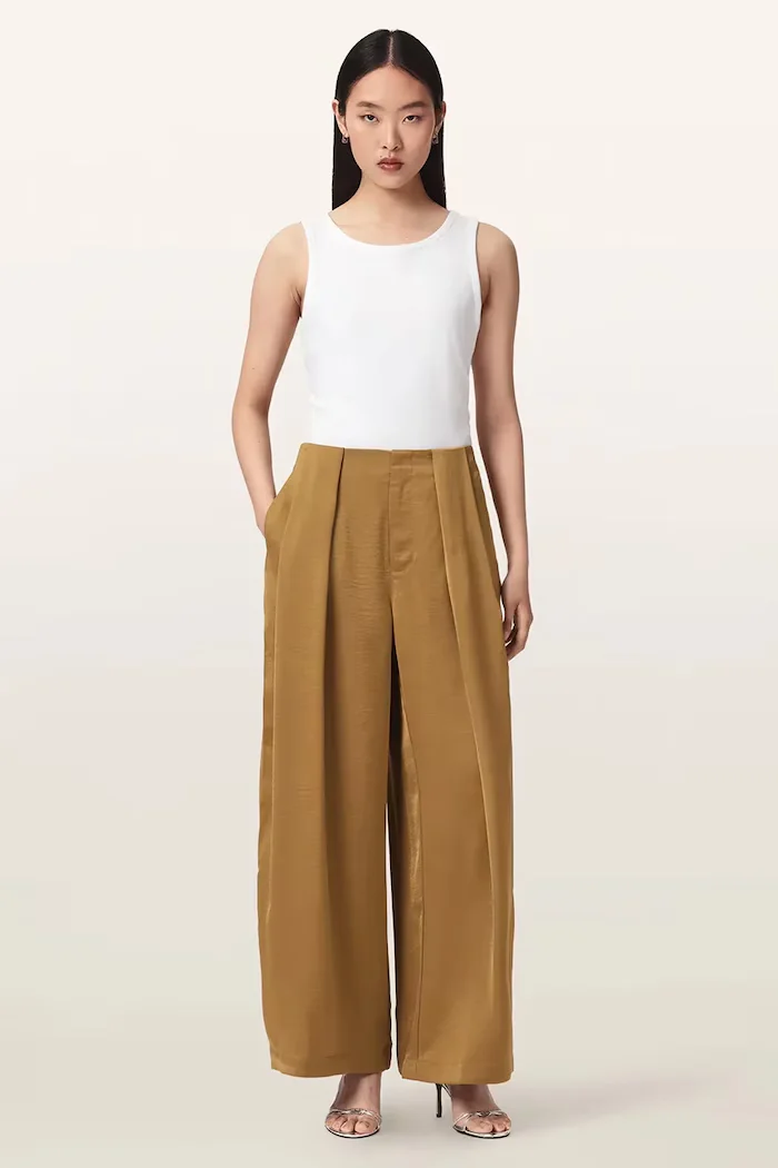 AllSaints панталон дамски LOLA жълт W012TF