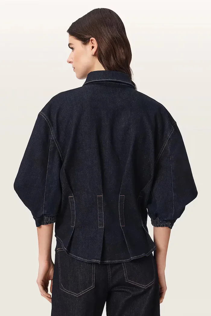AllSaints риза дамска от деним NANCY тъмносиня W094PF