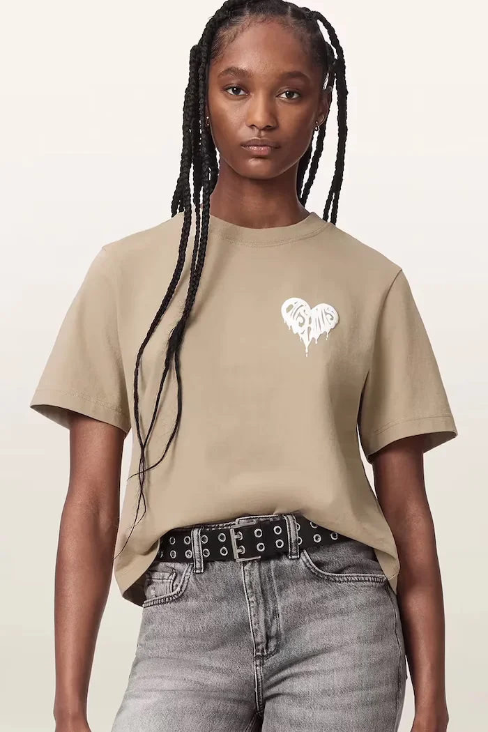 AllSaints тениска дамска от памук TRIP бежова W033JD