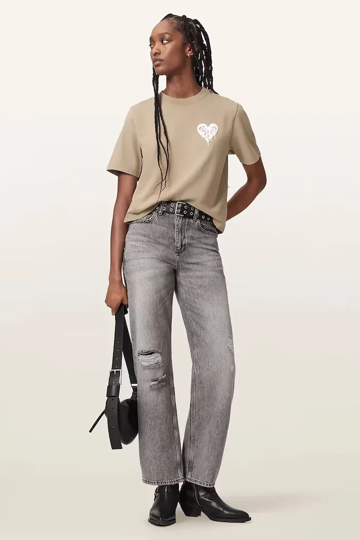 AllSaints тениска дамска от памук TRIP бежова W033JD