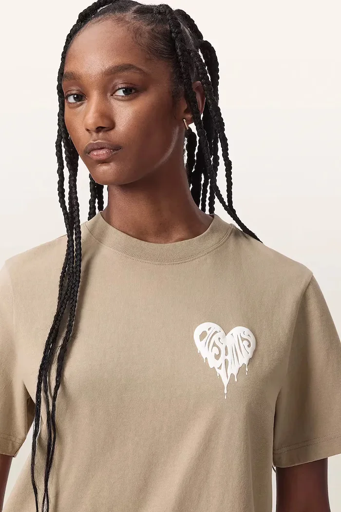 AllSaints тениска дамска от памук TRIP бежова W033JD