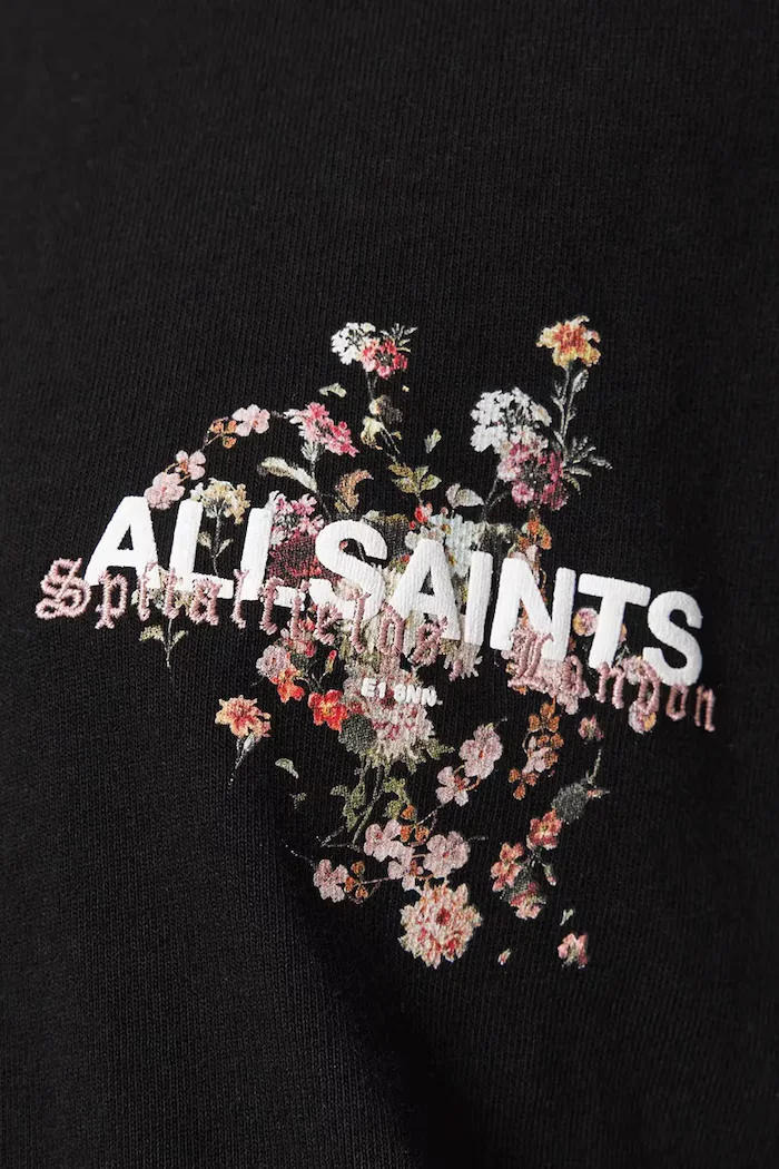 AllSaints уголемена тениска дамска от памук VALEN ETTA TEE черна W053JF