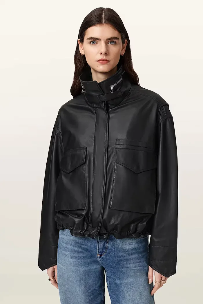 AllSaints яке бомбър дамско кожено черно W110LD