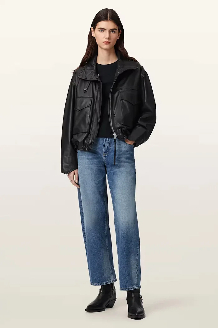 AllSaints яке бомбър дамско кожено черно W110LD