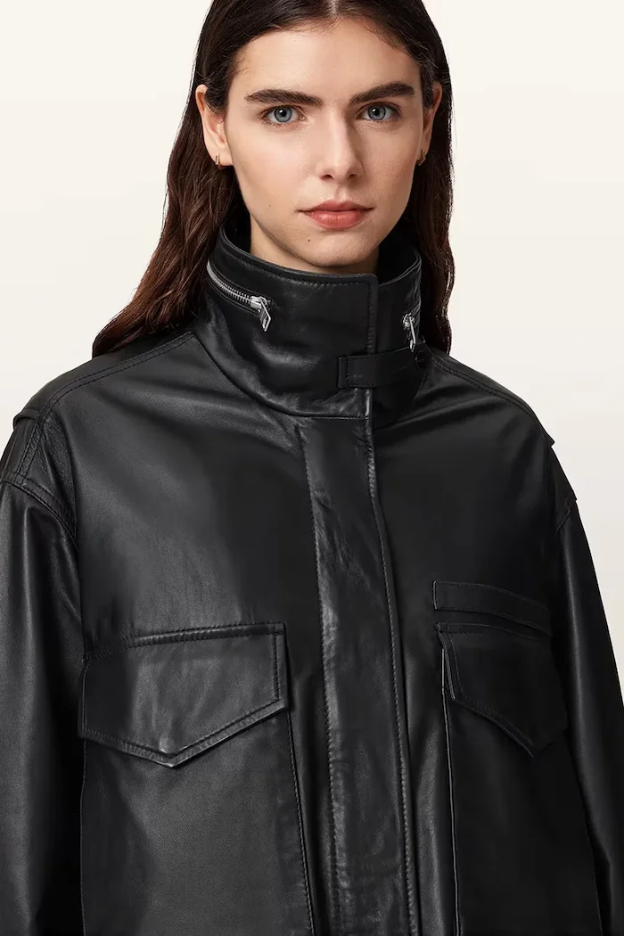 AllSaints яке бомбър дамско кожено черно W110LD