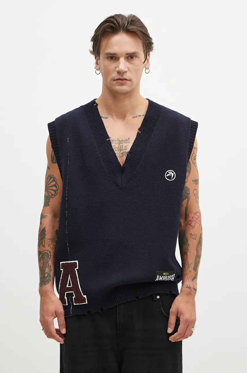 Ambush Вълнен елек Repair Stitch V Neck Vest