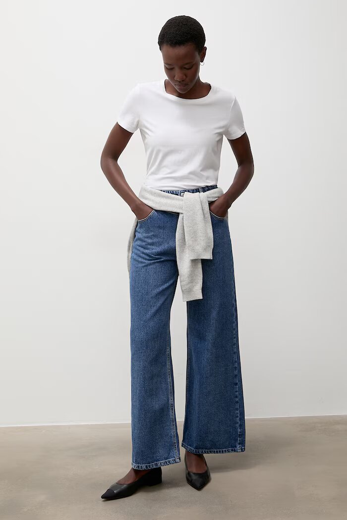Answear.LAB дънки wide leg дамски тъмносини