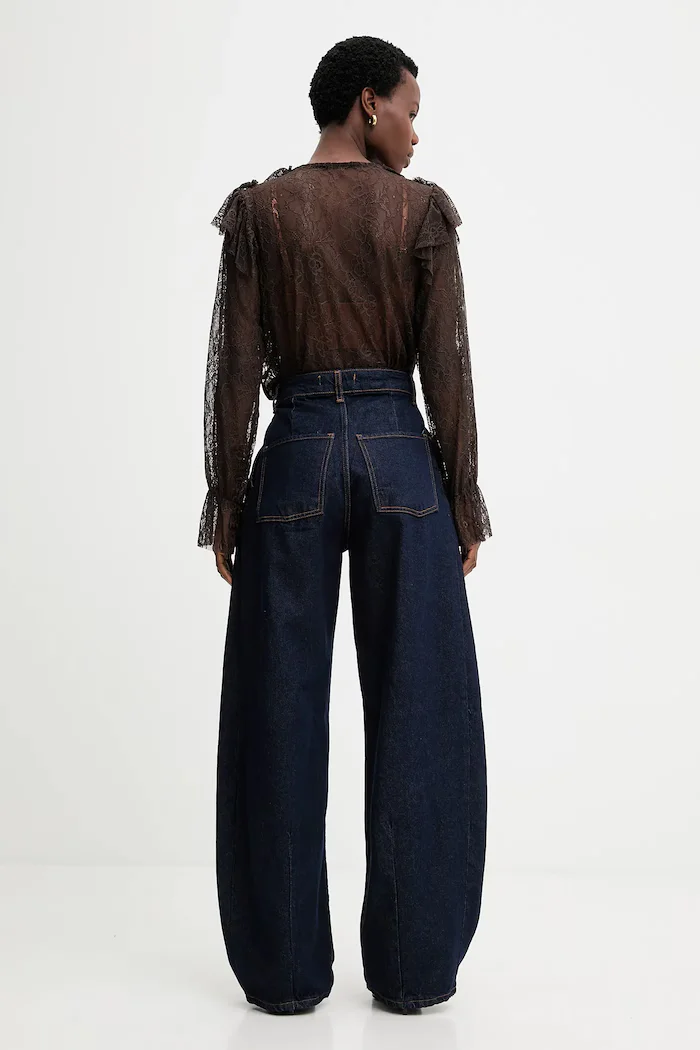 Answear.LAB дънки wide leg дамски тъмносини