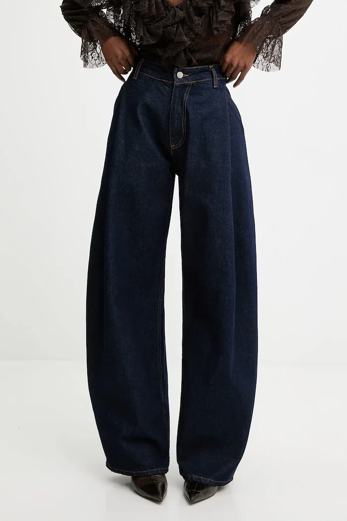 Answear.LAB дънки wide leg дамски тъмносини