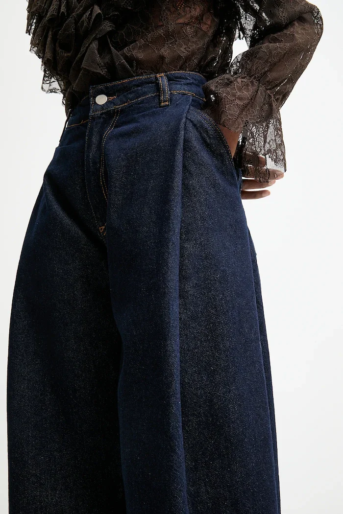 Answear.LAB дънки wide leg дамски тъмносини
