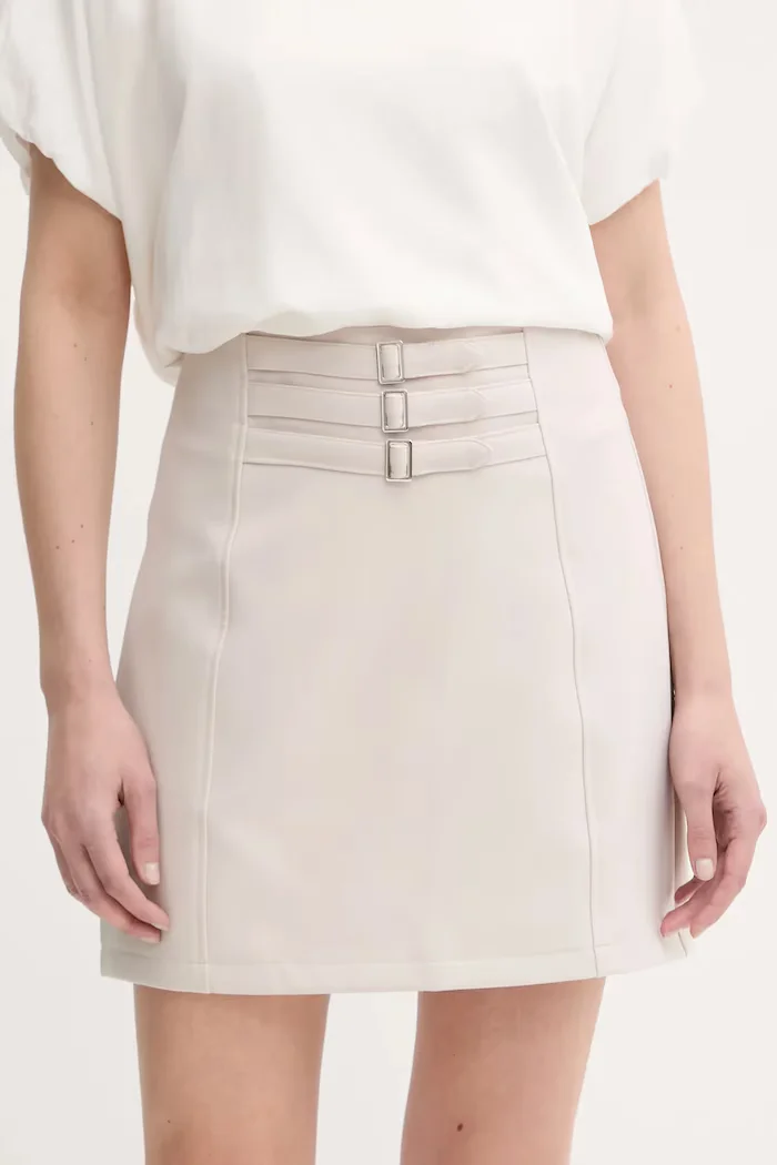 Answear.LAB Пола в бежово къса с кройка тип молив