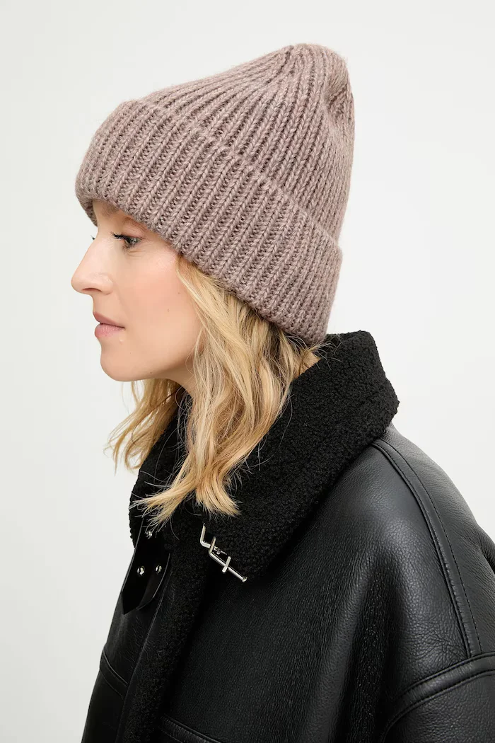Answear.LAB шапка beanie дамска с вълна кафява