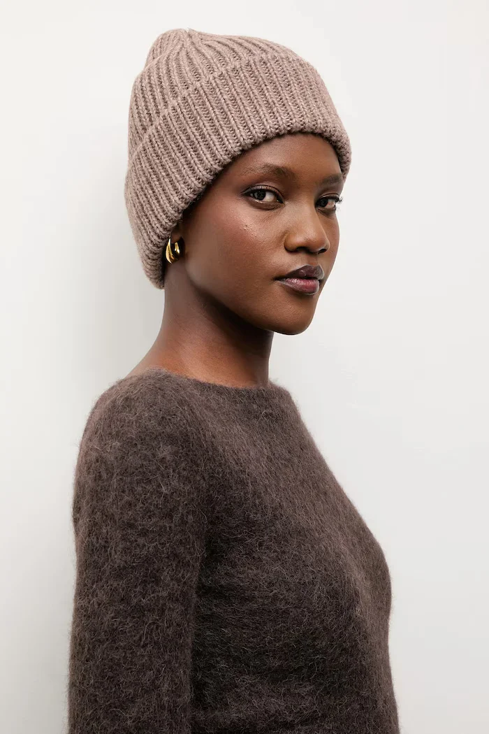 Answear.LAB шапка beanie дамска с вълна кафява