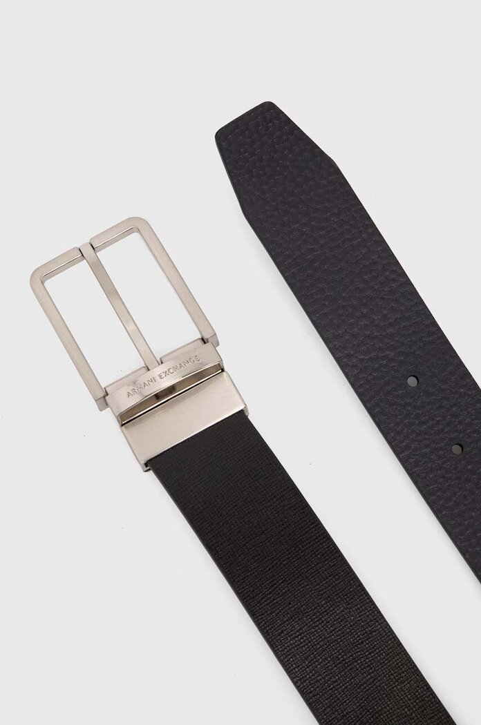 Armani Exchange Кожен колан с две лица мъжки в черно XM000185 AF11958