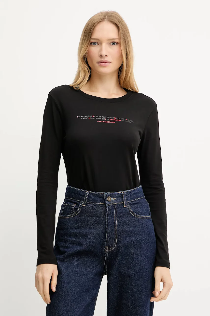Armani Exchange Памучна блуза с дълги ръкави
