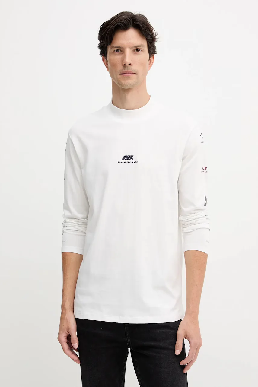 Armani Exchange Памучна блуза с дълги ръкави