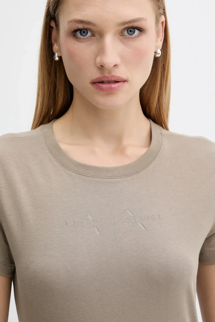 Armani Exchange Памучна тениска дамска в зелено XW001366 AF10356