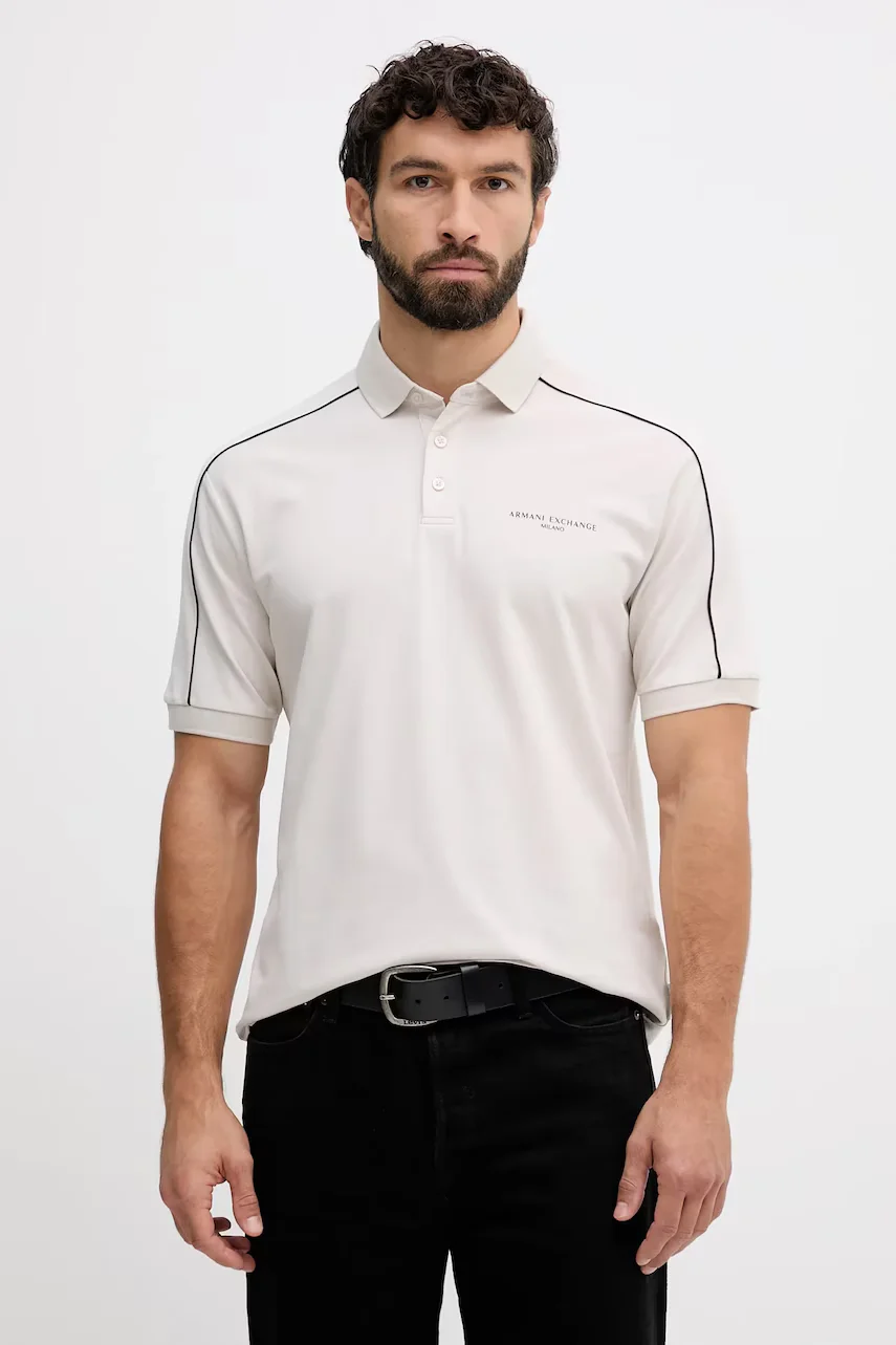 Armani Exchange Памучна тениска с яка