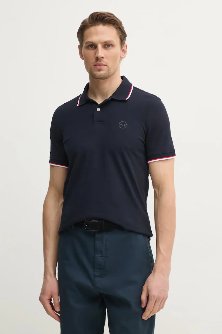 Armani Exchange Памучна тениска с яка