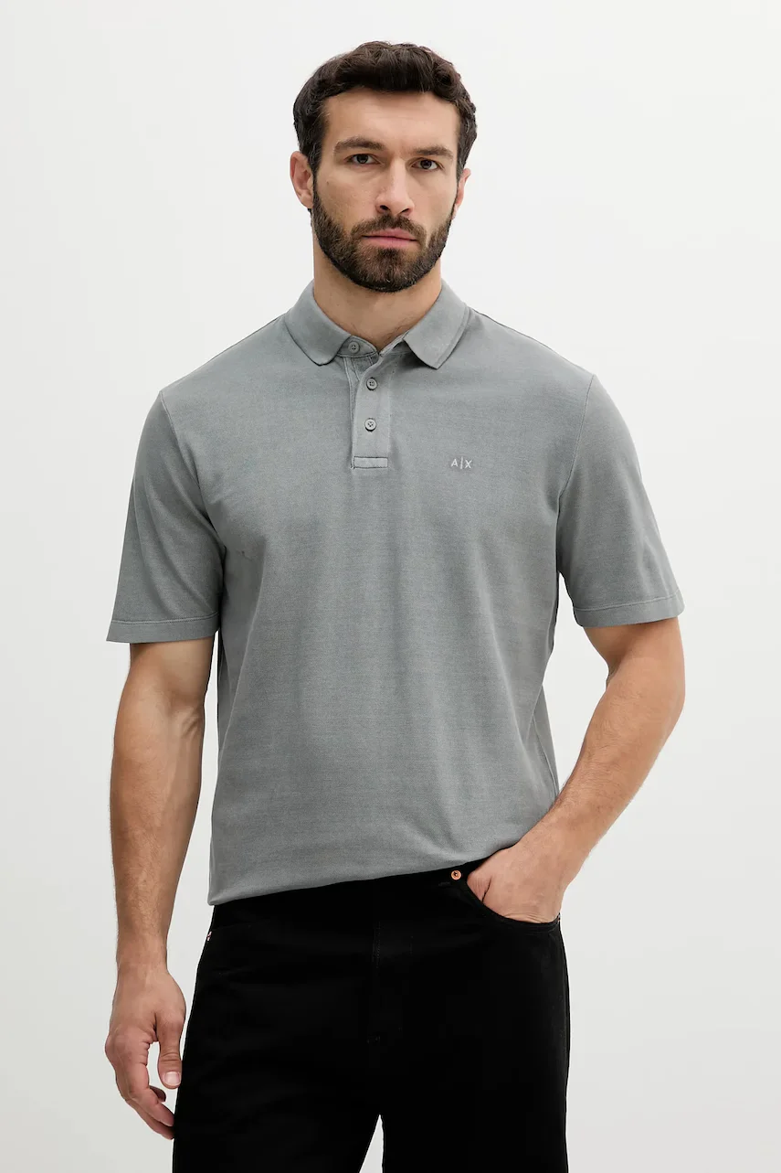 Armani Exchange Памучна тениска с яка
