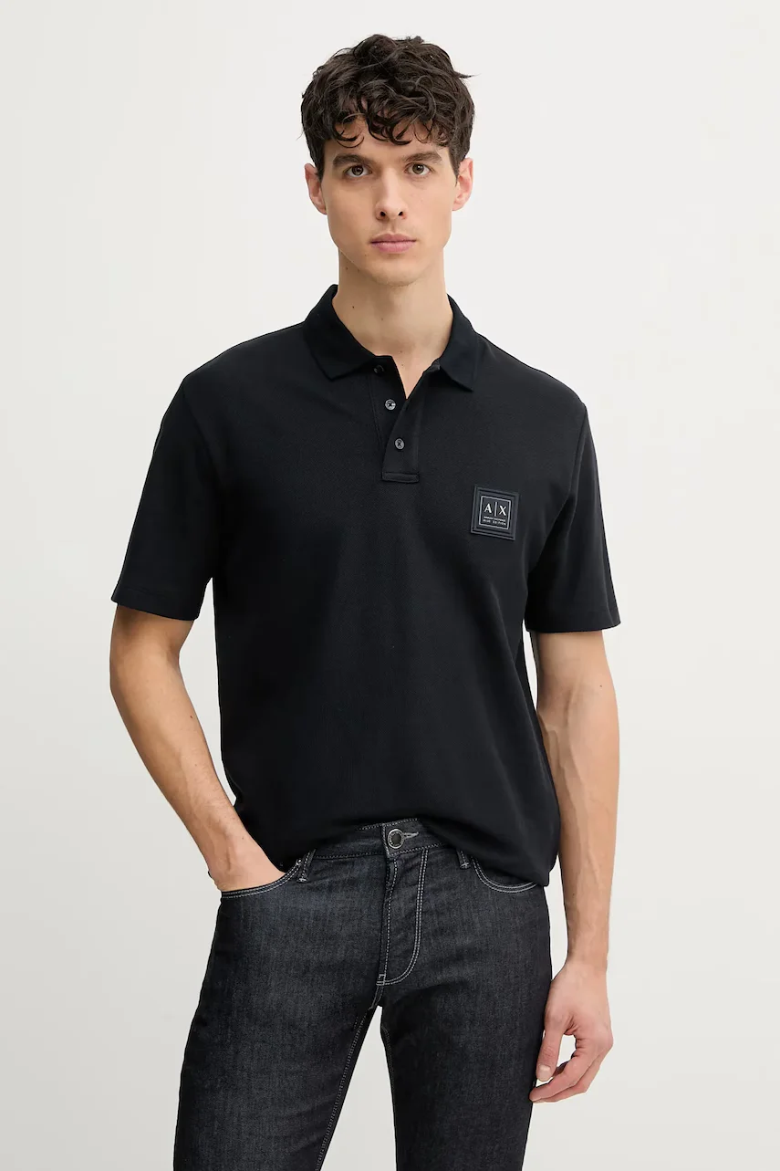 Armani Exchange Памучна тениска с яка