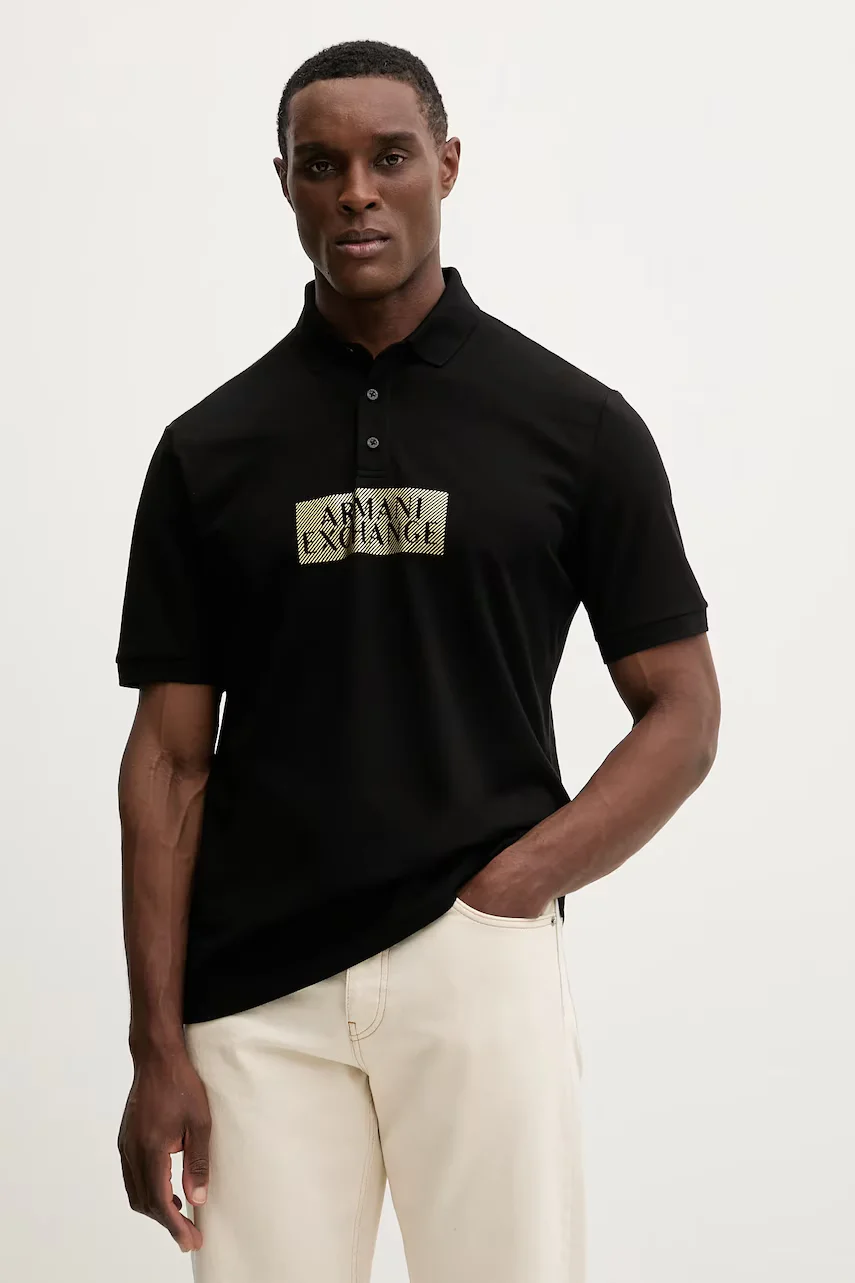 Armani Exchange Памучна тениска с яка