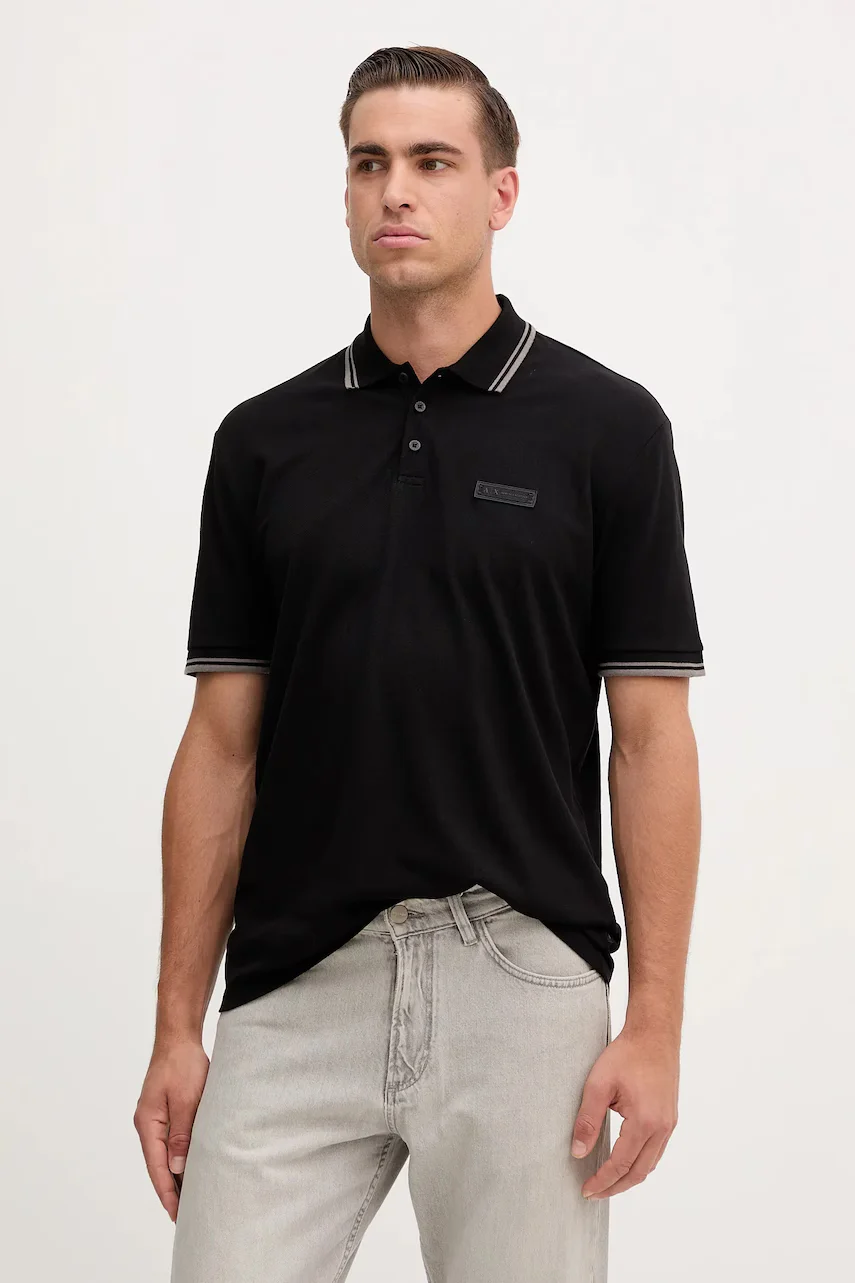 Armani Exchange Памучна тениска с яка