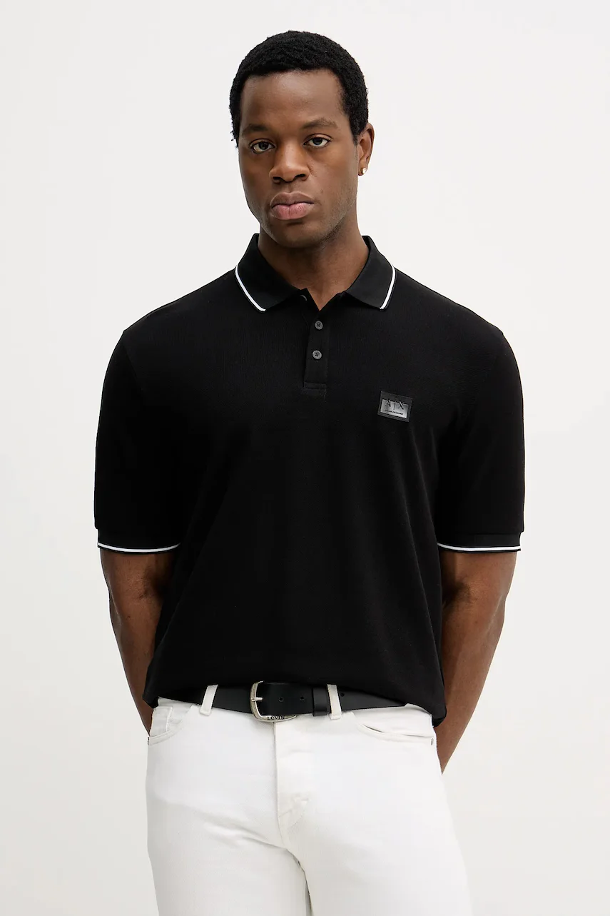 Armani Exchange Памучна тениска с яка