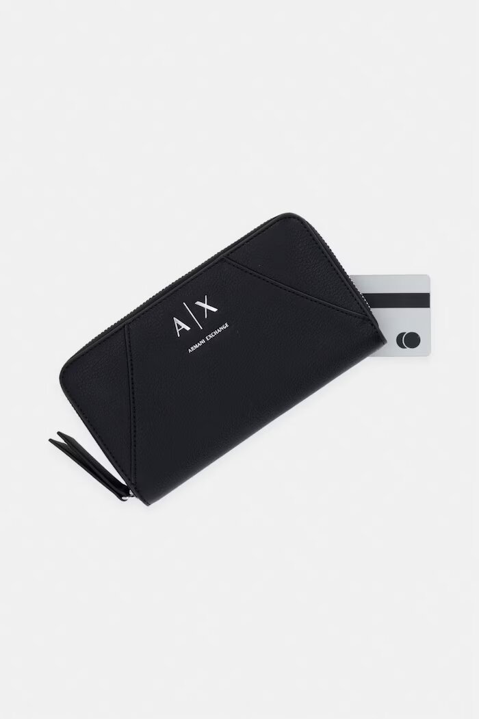 Armani Exchange портфейл дамски от имитация на кожа черен XW000359 AF26569